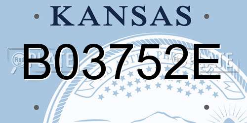 B03752E Kansas License Plate