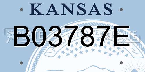 B03787E Kansas License Plate