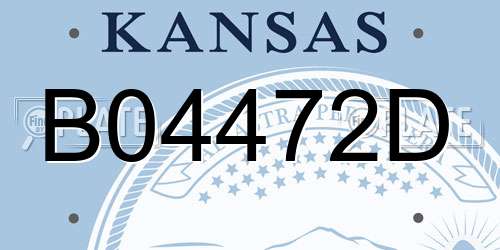 B04472D Kansas License Plate