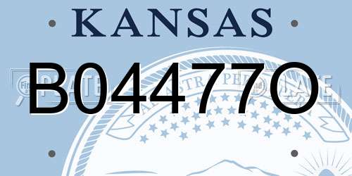 B04477O Kansas License Plate