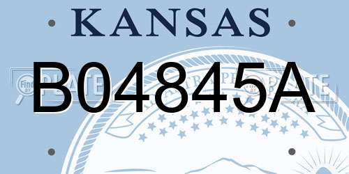 B04845A Kansas License Plate
