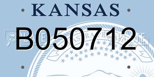 B050712 Kansas License Plate