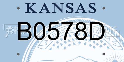 B0578D Kansas License Plate