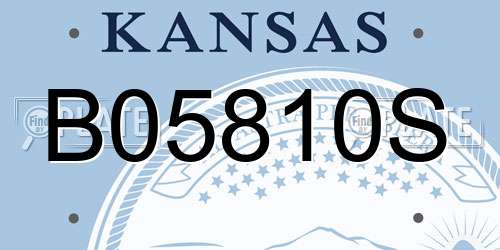 B05810S Kansas License Plate
