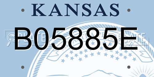 B05885E Kansas License Plate
