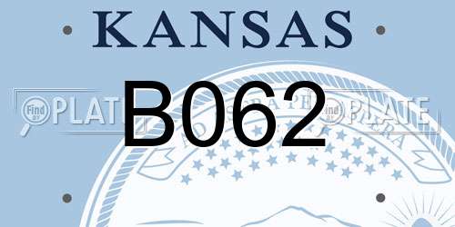 B062 Kansas License Plate