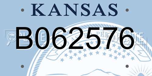B062576 Kansas License Plate