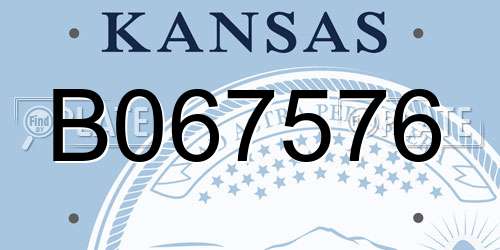 B067576 Kansas License Plate