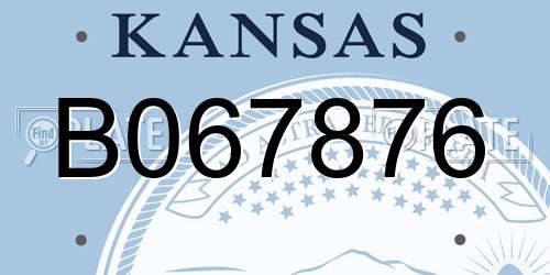 B067876 Kansas License Plate