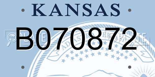 B070872 Kansas License Plate
