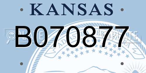 B070877 Kansas License Plate