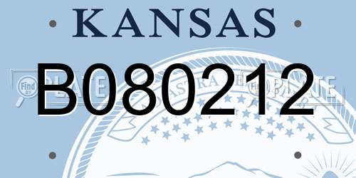 B080212 Kansas License Plate