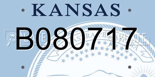 B080717 Kansas License Plate
