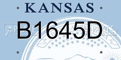 B1645D Kansas License Plate