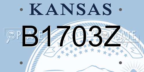 B1703Z Kansas License Plate
