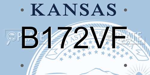 B172VF Kansas License Plate
