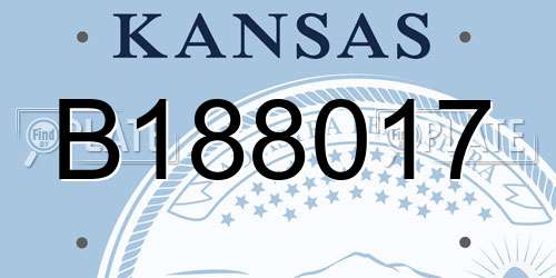 B188017 Kansas License Plate