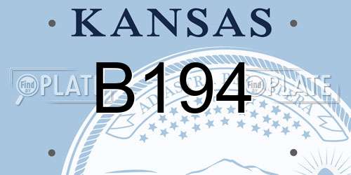 B194 Kansas License Plate