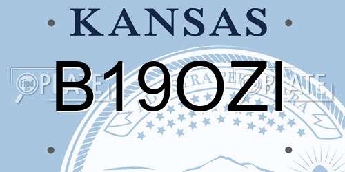 B19OZI Kansas License Plate