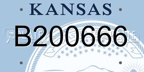 B200666 Kansas License Plate