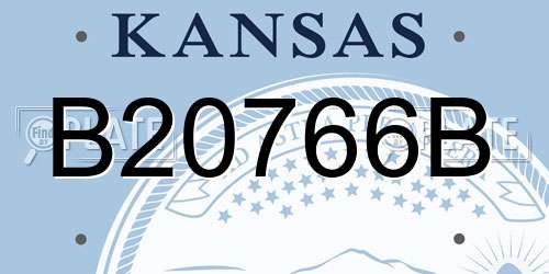 B20766B Kansas License Plate