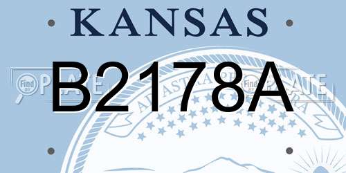 B2178A Kansas License Plate