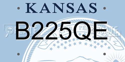 B225QE Kansas License Plate