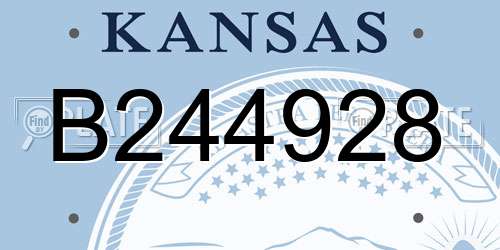 B244928 Kansas License Plate