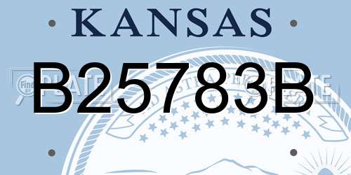 B25783B Kansas License Plate