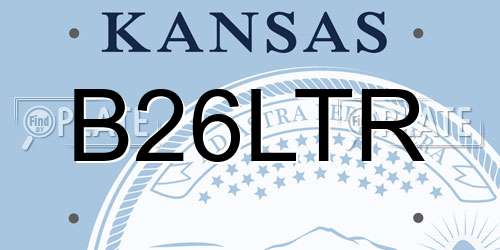 B26LTR Kansas License Plate