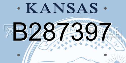 B287397 Kansas License Plate