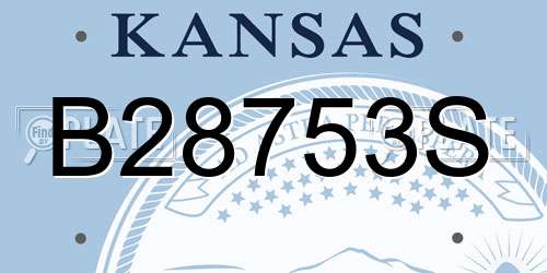 B28753S Kansas License Plate