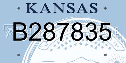 B287835 Kansas License Plate