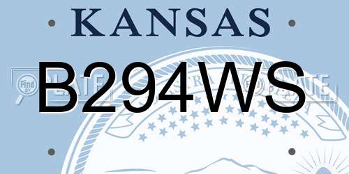 B294WS Kansas License Plate