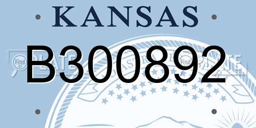 B300892 Kansas License Plate