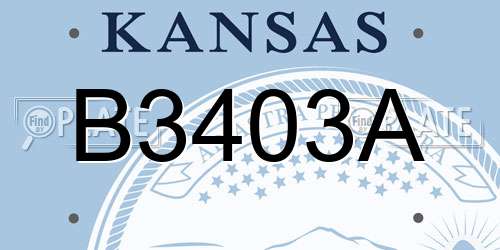 B3403A Kansas License Plate