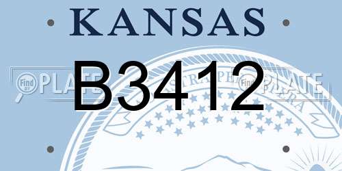 B3412 Kansas License Plate