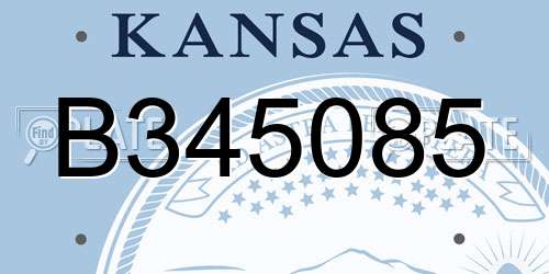 B345085 Kansas License Plate
