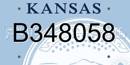 B348058 Kansas License Plate