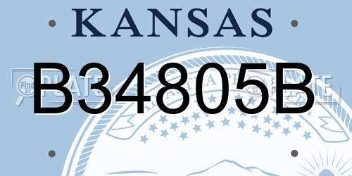 B34805B Kansas License Plate