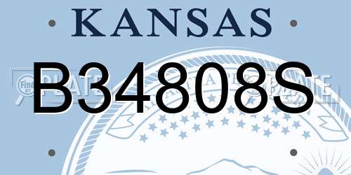 B34808S Kansas License Plate