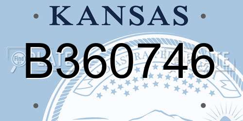 B360746 Kansas License Plate