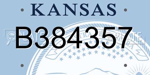 B384357 Kansas License Plate