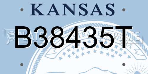 B38435T Kansas License Plate