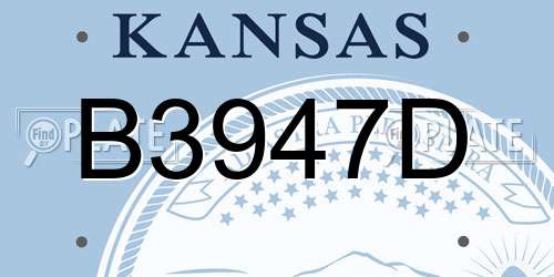 B3947D Kansas License Plate