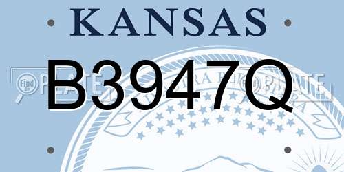B3947Q Kansas License Plate