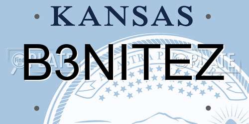B3NITEZ Kansas License Plate