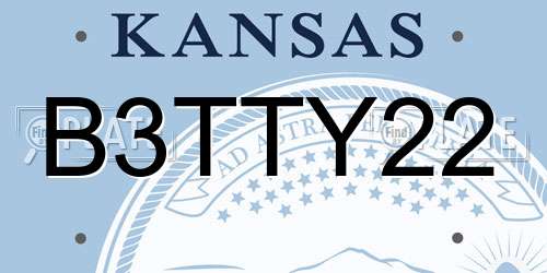 B3TTY22 Kansas License Plate