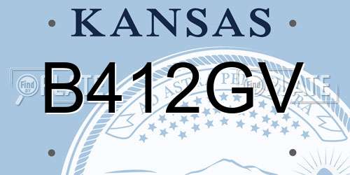 B412GV Kansas License Plate