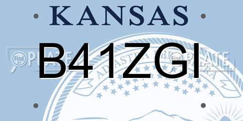 B41ZGI Kansas License Plate